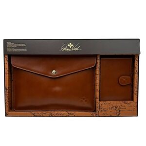 Patricia Nash Leather Tablet Holder & Passport Case Gift‎ Set Brown Matching Set